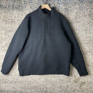 Billy Reid Pullover Mens 2XL Gray Quilted Half Zip Sweater Textured Casual